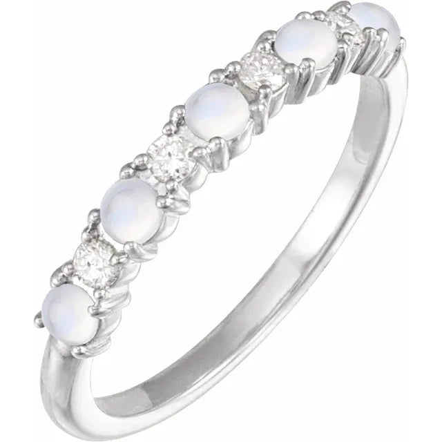 14K Natural Gemstone & 1/8 CTW Natural Diamond Ring