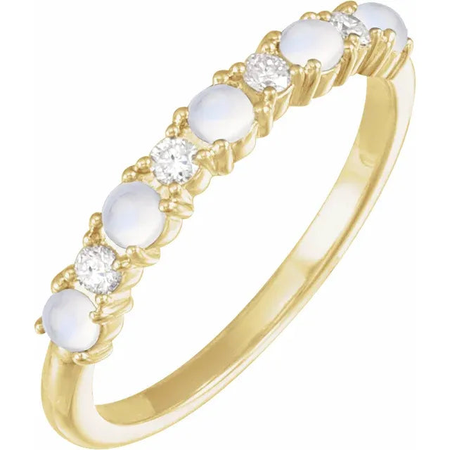 14K Natural Gemstone & 1/8 CTW Natural Diamond Ring