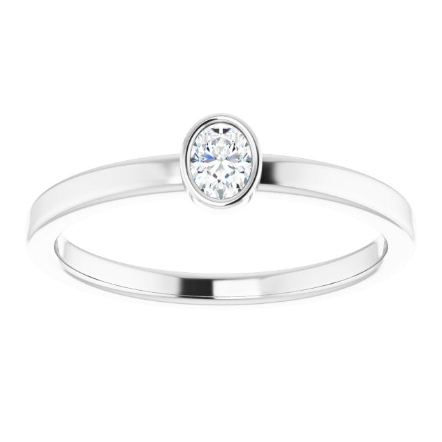 14K 1/6 CT Natural Diamond Solitaire Bezel-Set Ring
