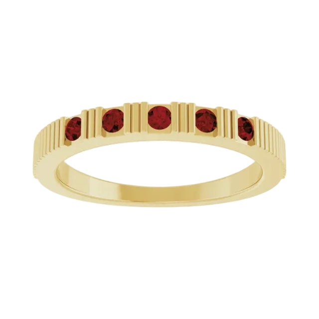 14K Fluted Gemstone Stack Ring