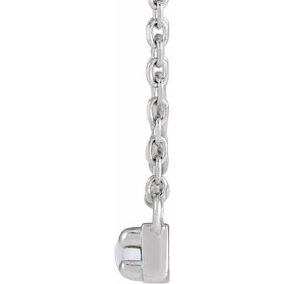 14K Cabochon Natural Gemstone Bar Necklace