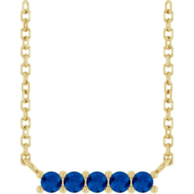 14K Gemstone Bar Necklace