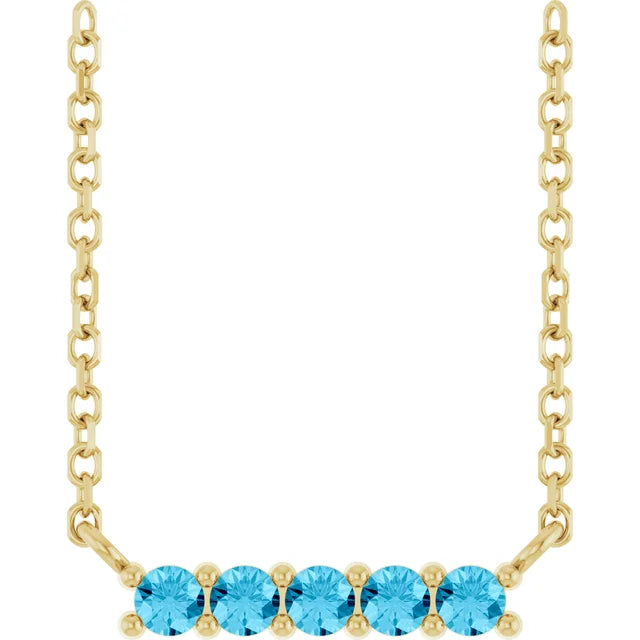 14K Gemstone Bar Necklace