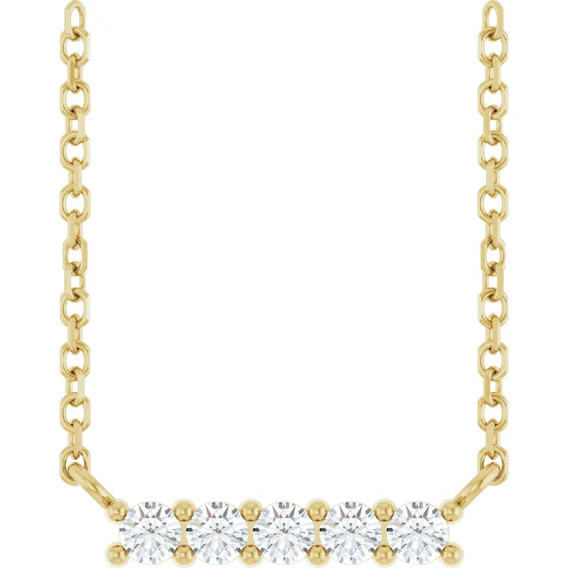 14K Gemstone Bar Necklace