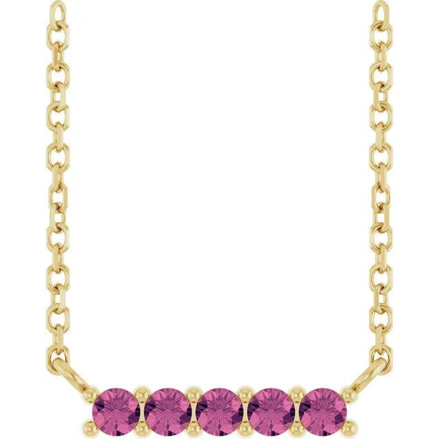 14K Gemstone Bar Necklace