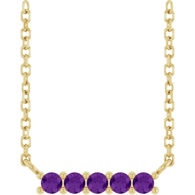 14K Gemstone Bar Necklace
