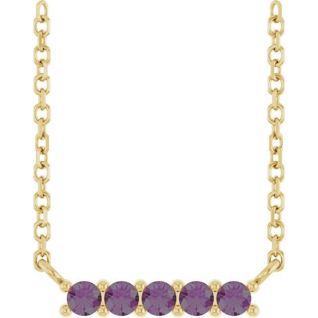14K Gemstone Bar Necklace