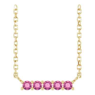 14K Natural Pink Tourmaline Bar Necklace