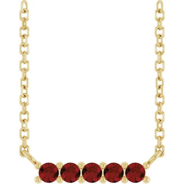 14K Gemstone Bar Necklace