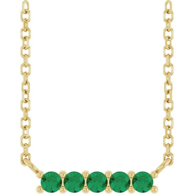 14K Gemstone Bar Necklace