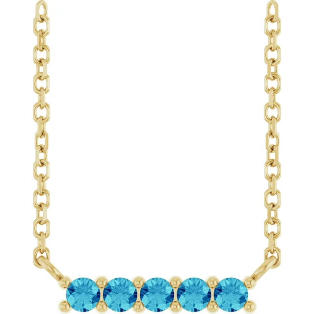 14K Gemstone Bar Necklace