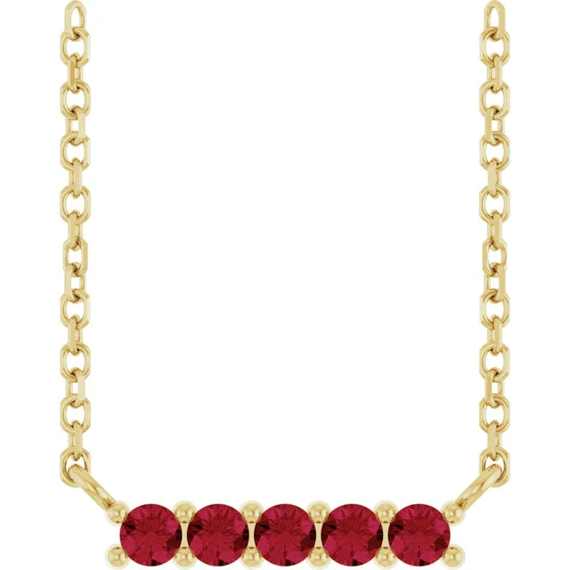 14K Gemstone Bar Necklace