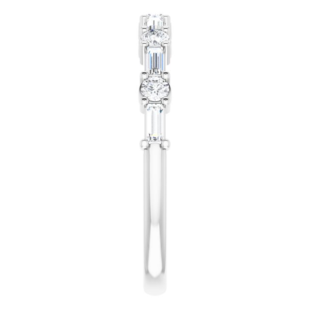 14K Round & Baguette Diamond Anniversary Band