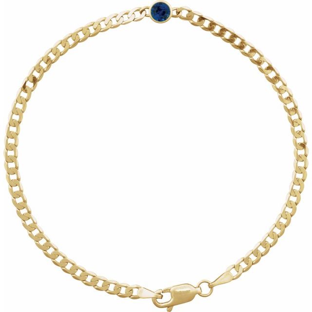 14K Gemstone Curb Chain Bracelet