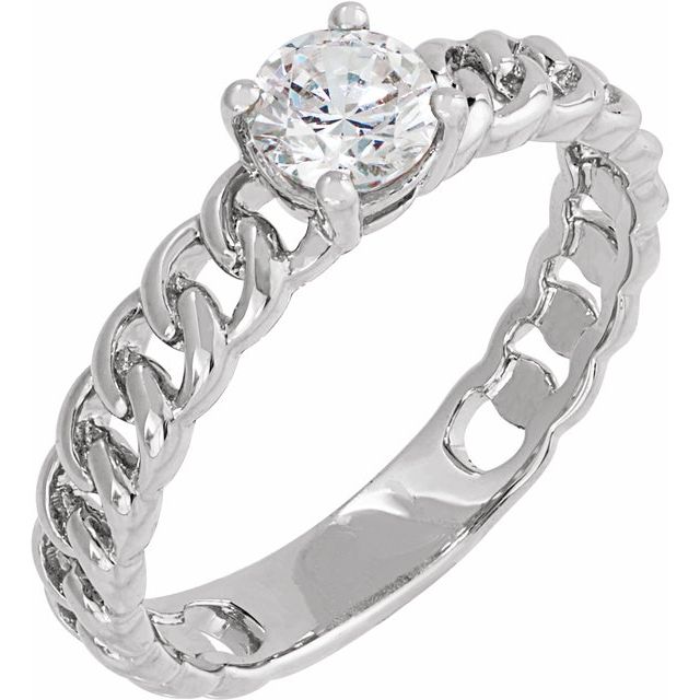 14K 1/2 CT Lab Grown Diamond Solitaire Chain Ring