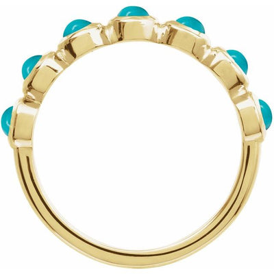 14K Cabochon Natural Turquoise Stack Ring