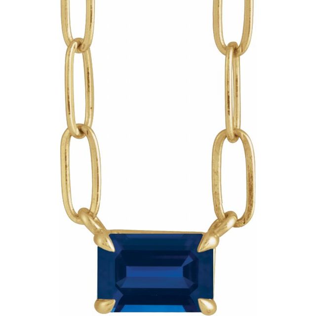 14K Paperclip-Style Gemstone Solitaire Necklace