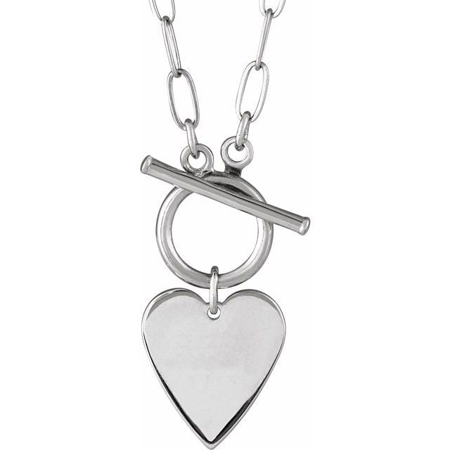 14K Engravable Heart Toggle Necklace