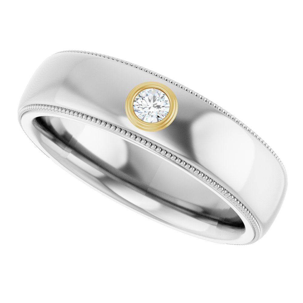 14K Two-Tone Diamond Milgrain Band