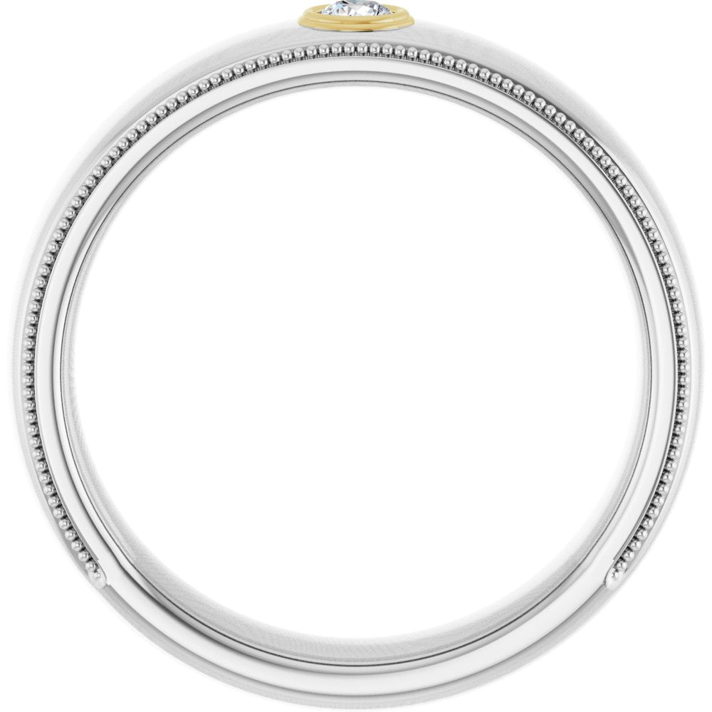 14K Two-Tone Diamond Milgrain Band