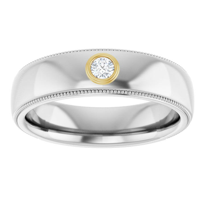 14K Two-Tone Diamond Milgrain Band