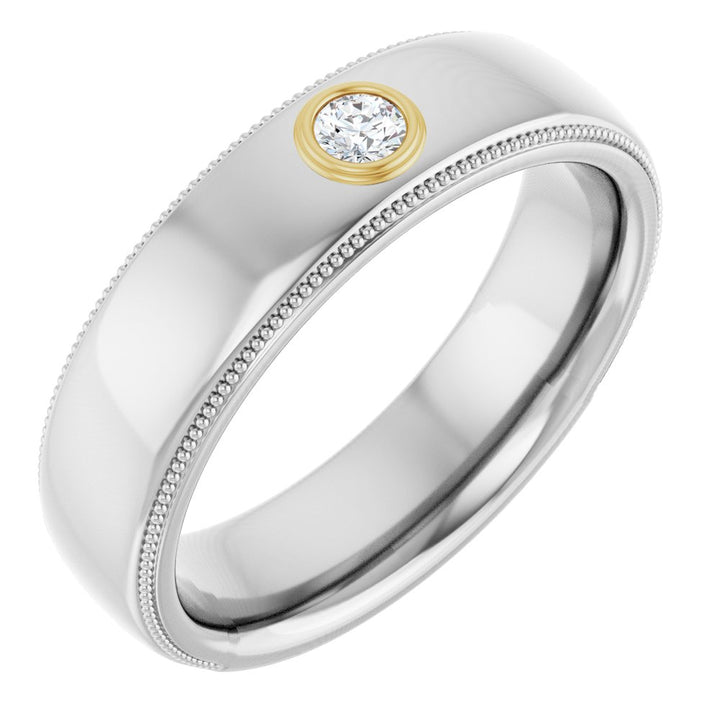 14K Two-Tone Diamond Milgrain Band