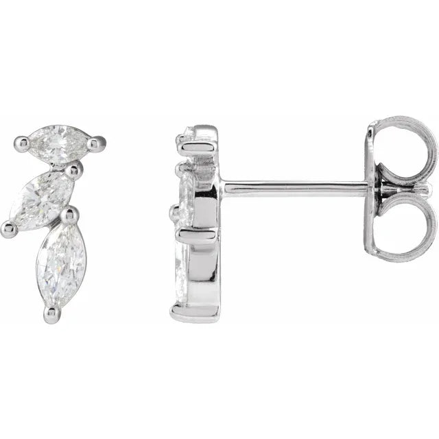 14K 1/3 CTW Natural Diamond Trio Marquise Studs