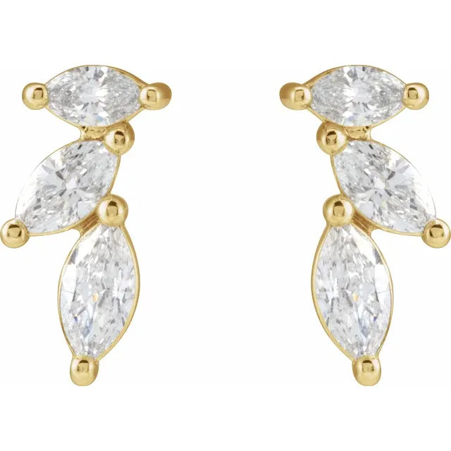 14K 1/3 CTW Natural Diamond Trio Marquise Studs