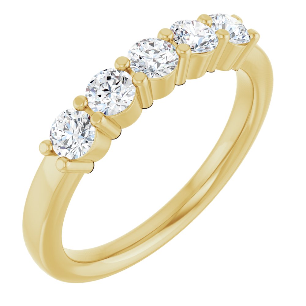 14K Five Stone Diamond Anniversary Band