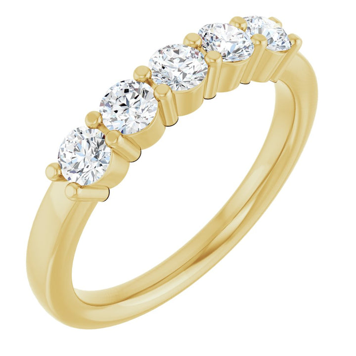 14K Five Stone Diamond Anniversary Band