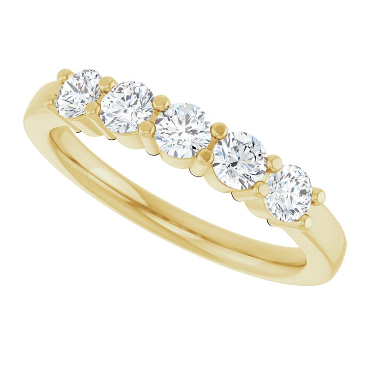 14K Five Stone Diamond Anniversary Band