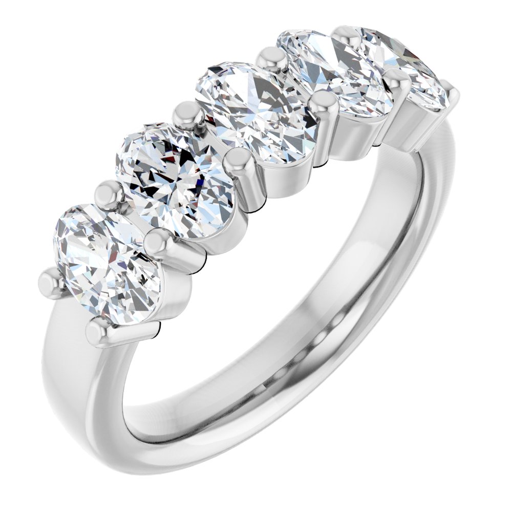 14K Five Oval Diamond Anniversary Band