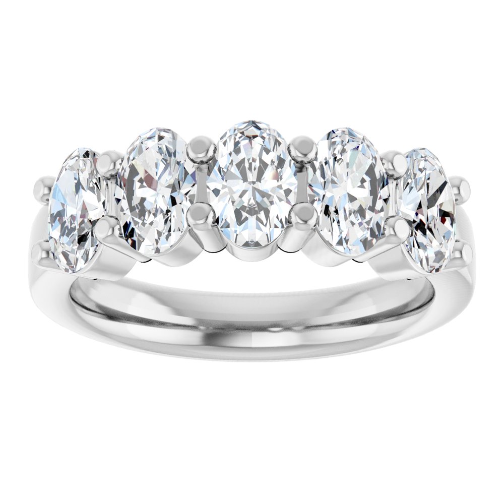14K Five Oval Diamond Anniversary Band
