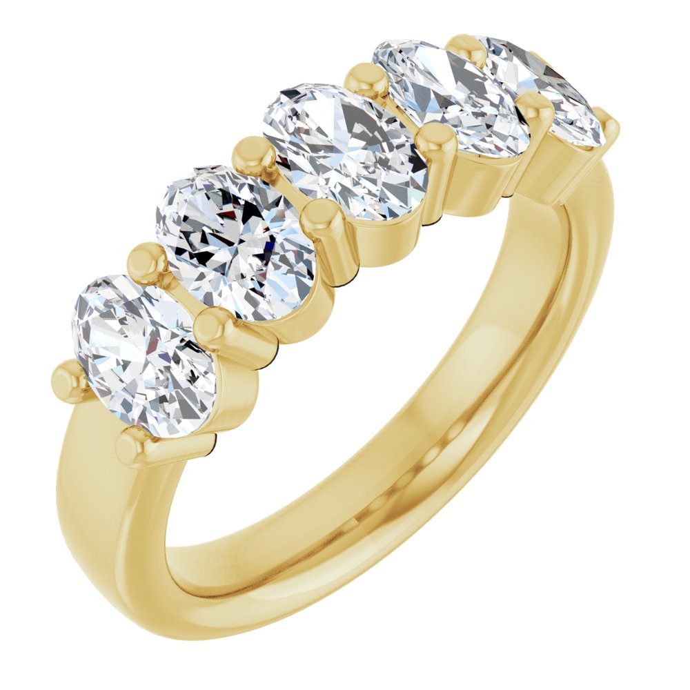 14K Five Oval Diamond Anniversary Band