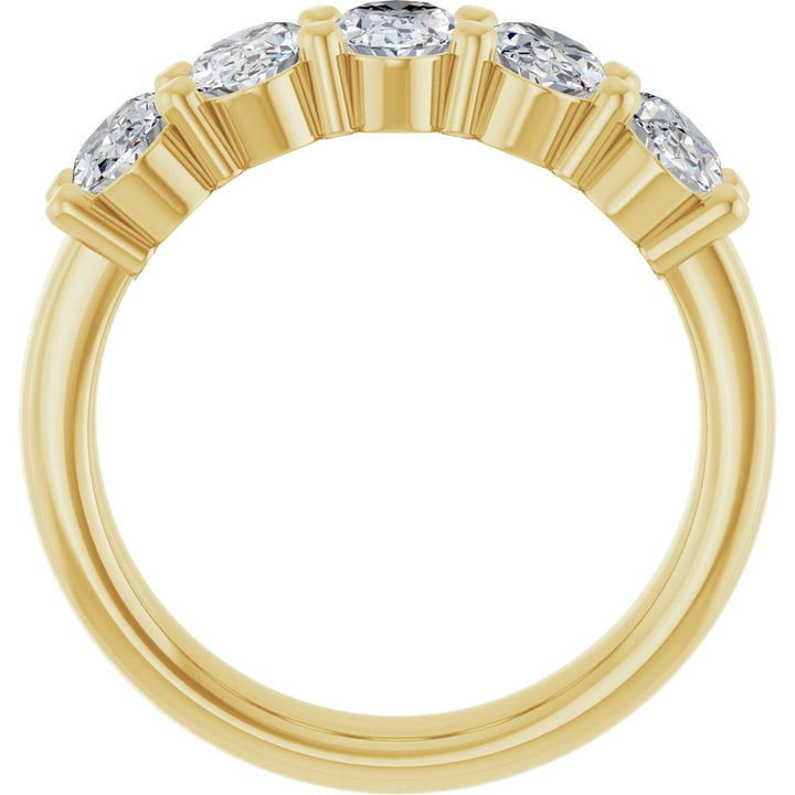 14K Five Oval Diamond Anniversary Band