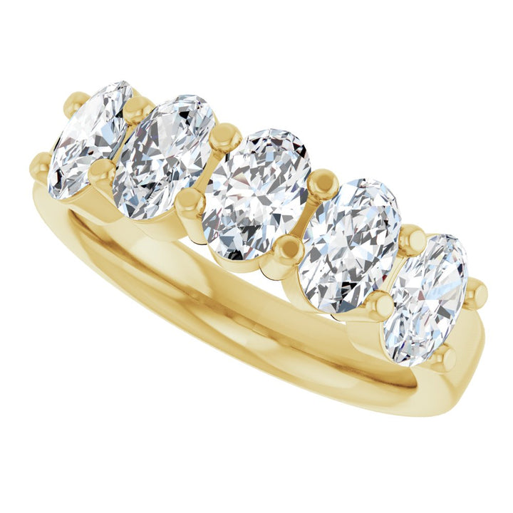 14K Five Oval Diamond Anniversary Band