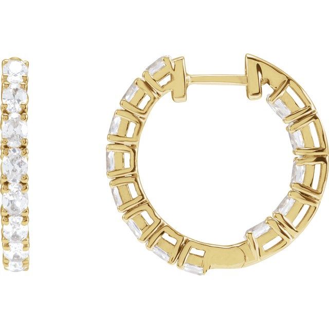 14K 2 5/8 CTW Oval Diamond Inside-Outside Hoops