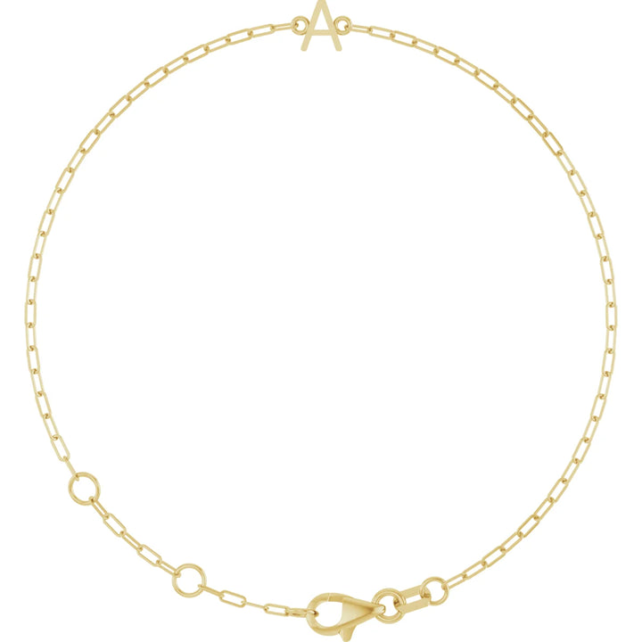 14K Block Initial Link Bracelet