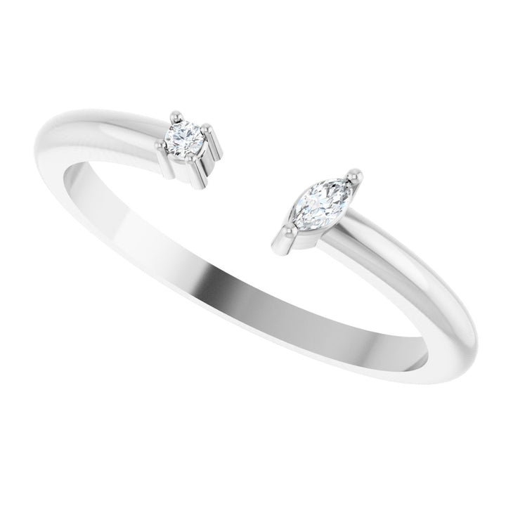 14K Marquise & Round Diamond Negative Space Ring