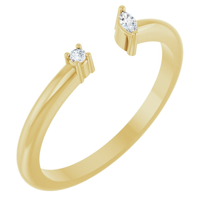 14K Marquise & Round Diamond Negative Space Ring