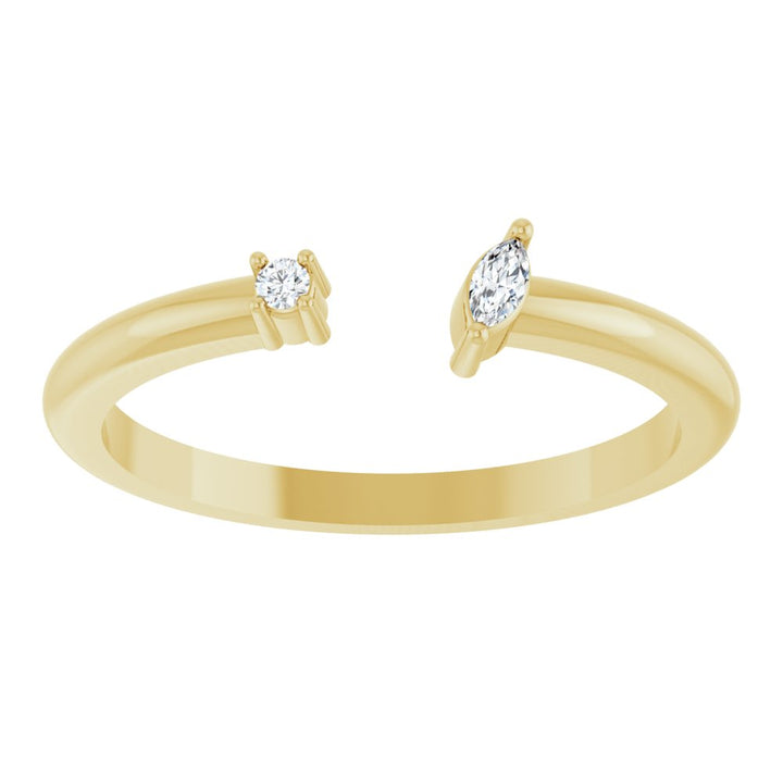 14K Marquise & Round Diamond Negative Space Ring