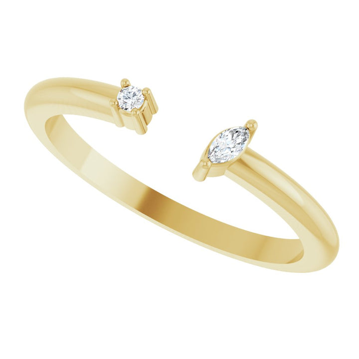 14K Marquise & Round Diamond Negative Space Ring