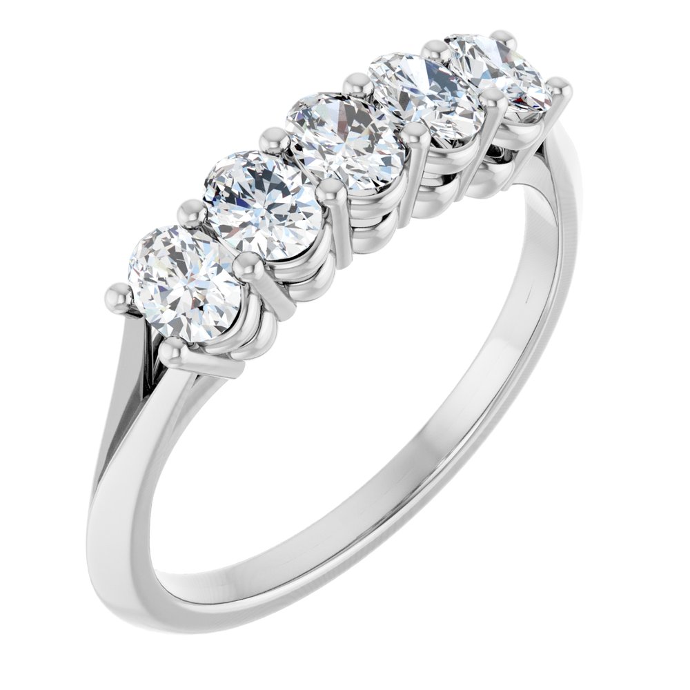 14K Five-Stone Oval Diamond Anniversary Band
