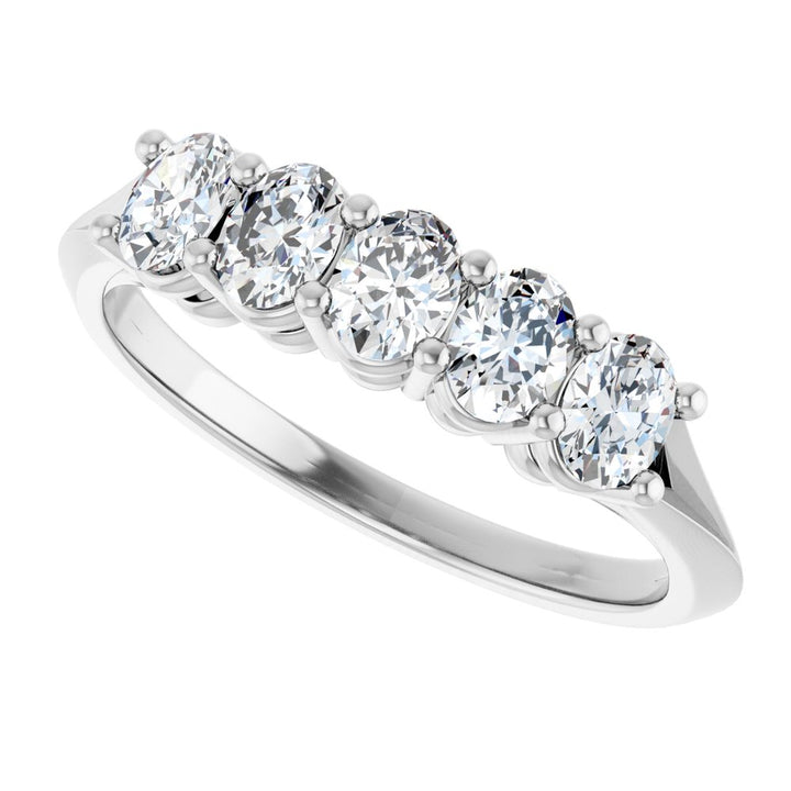 14K Five-Stone Oval Diamond Anniversary Band