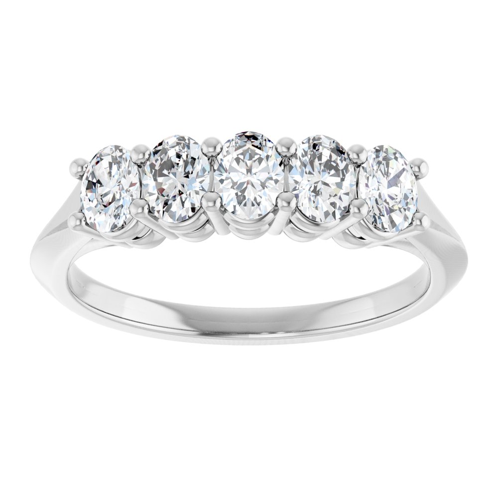 14K Five-Stone Oval Diamond Anniversary Band