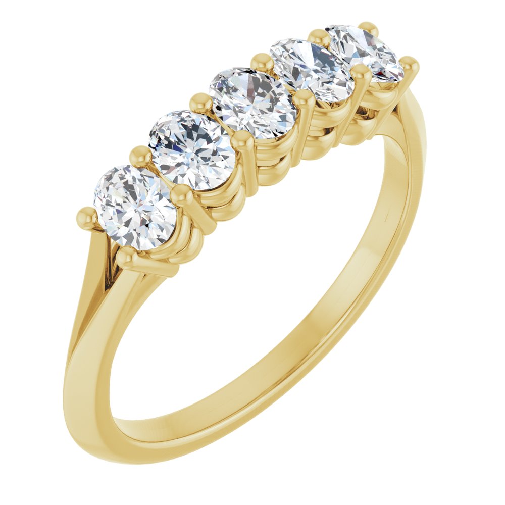 14K Five-Stone Oval Diamond Anniversary Band