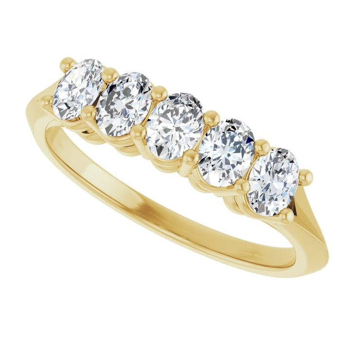14K Five-Stone Oval Diamond Anniversary Band