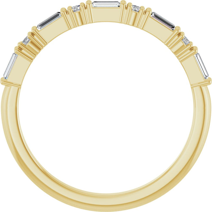14K 4-Prong Baguette & Round Anniversary Band