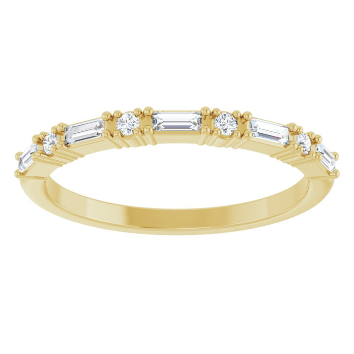 14K 4-Prong Baguette & Round Anniversary Band