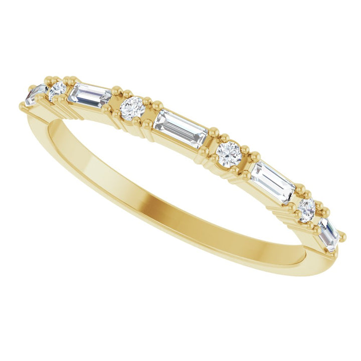 14K 4-Prong Baguette & Round Anniversary Band